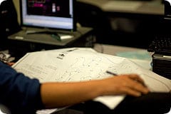 Student working in Architectural Design Drafting lab