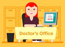 Receptionist at doctor's office graphic