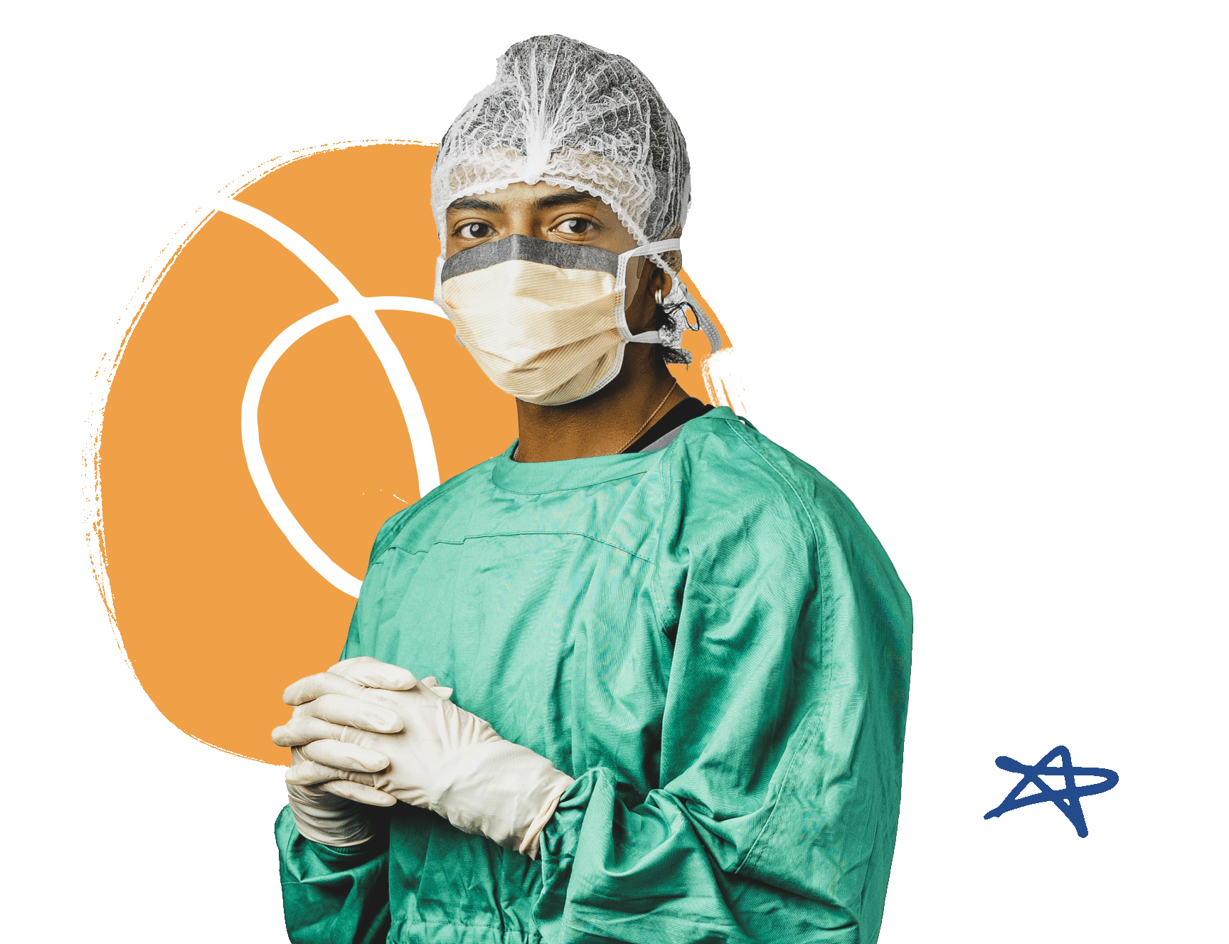Surgical technician masked and glove posing for the camera