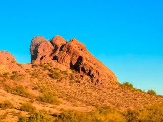 Phoenix, AZ desert with mountain and cactus (1200x400)