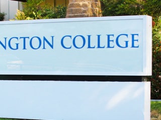 Carrington College sign in Stockton, CA