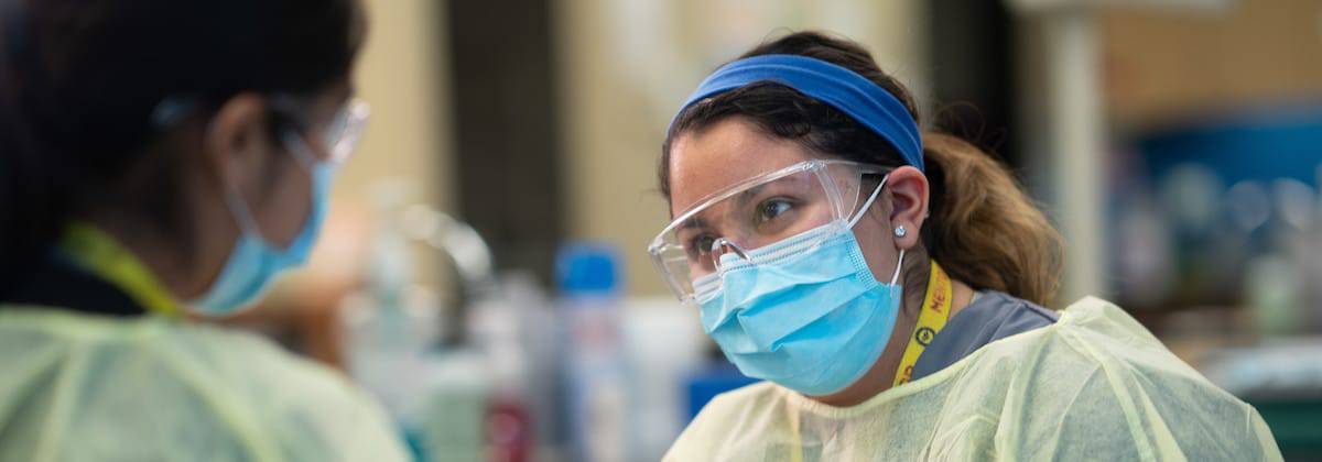 Dental Hygiene Student working with mask on