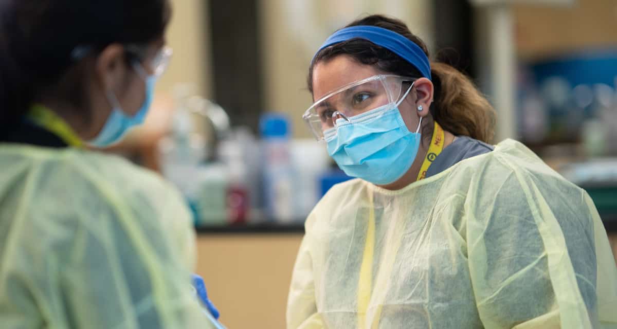 Dental Hygiene Student working with mask on
