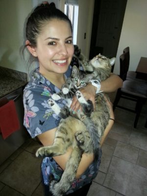 Kathy with Her Cats