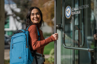 Woman entering Carrington college